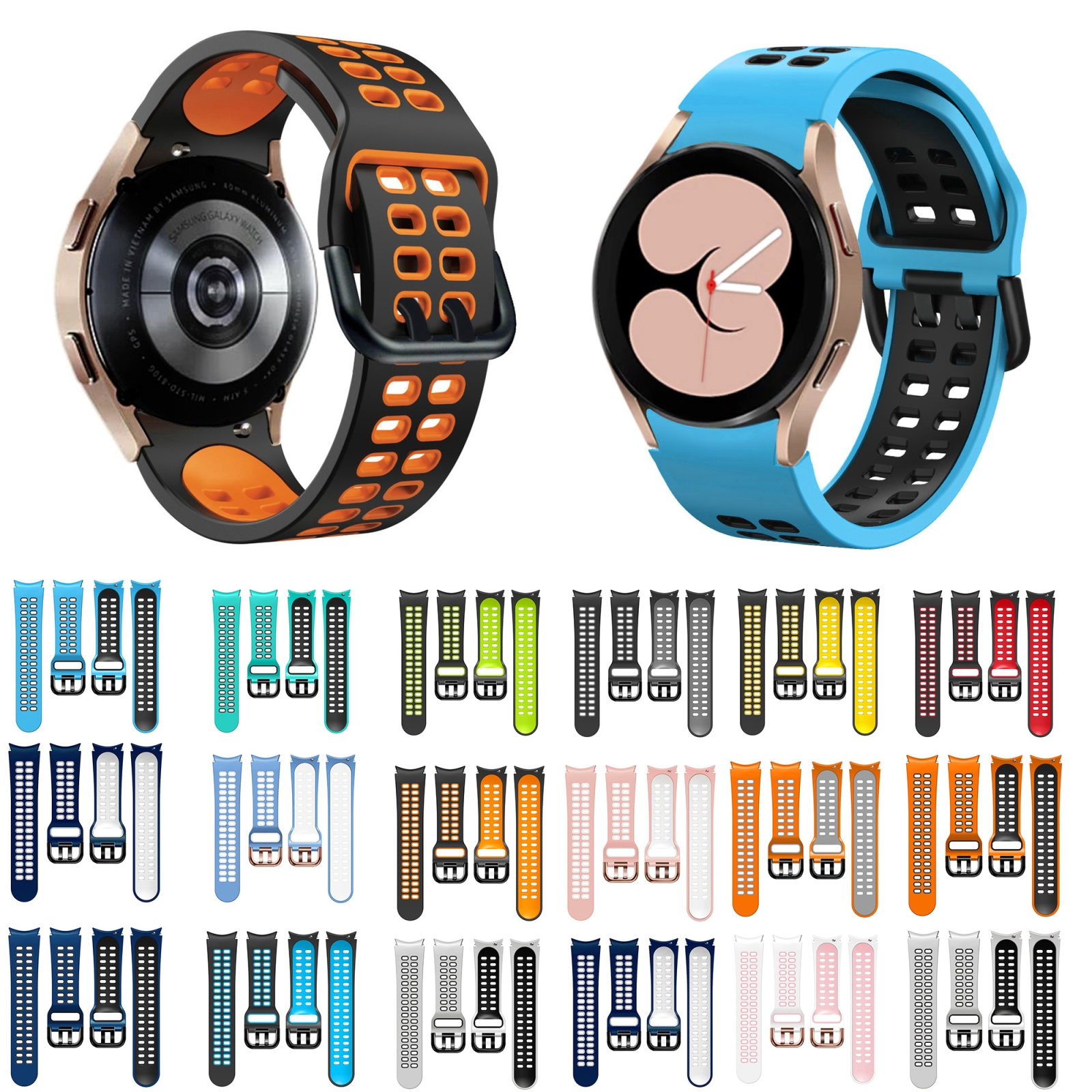 Galaxy Watch Active 2 Mit Bluetooth Kopfhörer Verbinden SUNSKY - สำหรับ Galaxy Watch Active 2 20 มม. สายนาฬิกาซิลิโคนสองสีที่