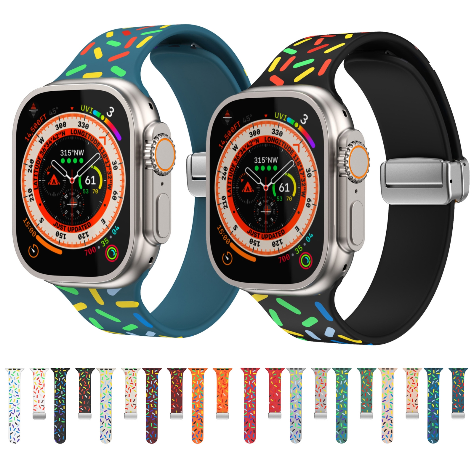 SUNSKY - สำหรับ Apple Watch 6 44mm Rainbow Dots สายนาฬิกาหัวเข็มขัด ...