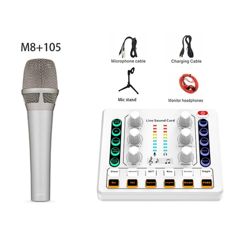 BM800 Live Sound Card with Condenser Microphone Kit(White)