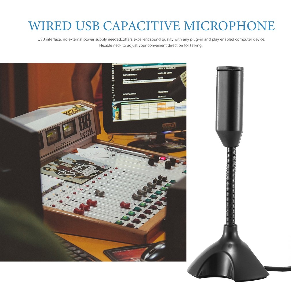 Dedicate USB Capacitive Mini Microphone Stand for PC Laptop Notebook Recording Wired Device