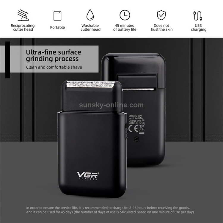 SUNSKY - VGR V-390 5W USB Portable Reciprocating Electric Shaver (Green)