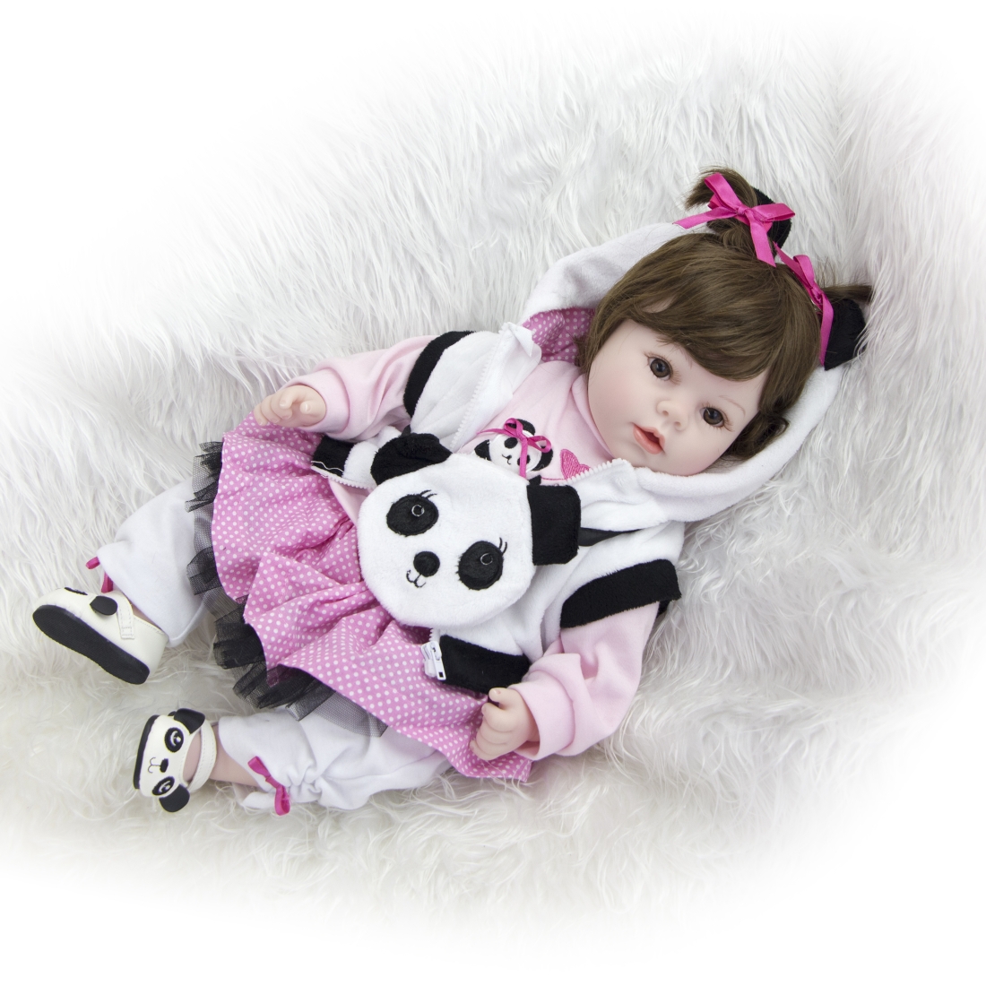 Baby Reborn Girl Silicone Panda, Doll Reborn Silicone Panda