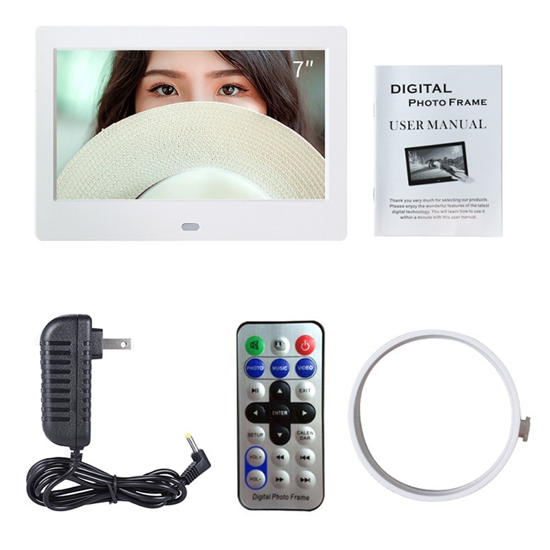 DPF-706 7 inch Digital Photo Frame LED Wall Mounted Advertising Machine, Plug:EU Plug(White)