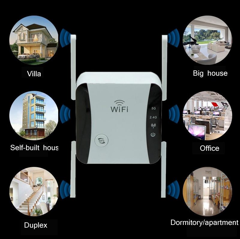 KP1200 1200Mbps Dual Band 5G WIFI Amplifier Wireless Signal Repeater, Specification:US Plug(White)