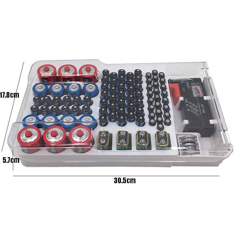 JK-19070823 Battery Storage Box With Battery Capacity Tester(white)