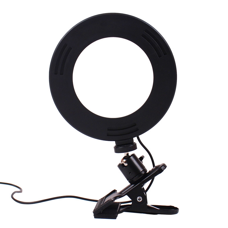 6 inch Strong Clip Fill Light With Adjustable Temperature LED Ring Light Desktop Computer Clip Light, Cable Length: 2 Meters