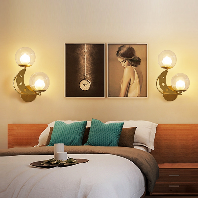 Bedroom Bedside Wall Lamp Indoor Background Wall Lamp Without Light Bulb(6080 Golden Left)