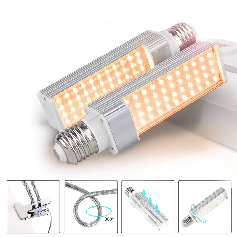 LED Plant Growth Full Spectral Fill Light E27 Clip Plant Lamp Indoor Corn Light, Without Power Adapter, Power: 2 Heads  