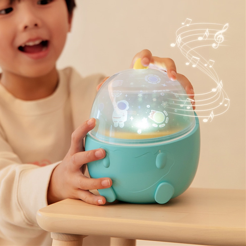 CX-12 Little Dinosaur Starry Sky Light USB Music Box Night Light LED Dream Rotating Projection Lamp(Yellow)