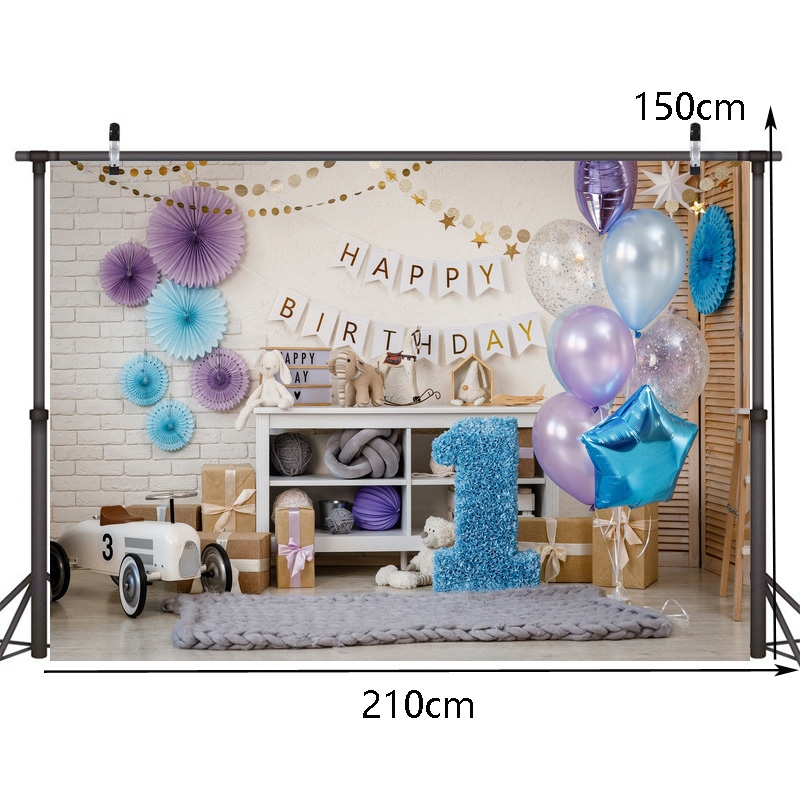 2.1m X 1.5m One Year Old Birthday Photography Background Party Decoration Hanging Cloth(580)