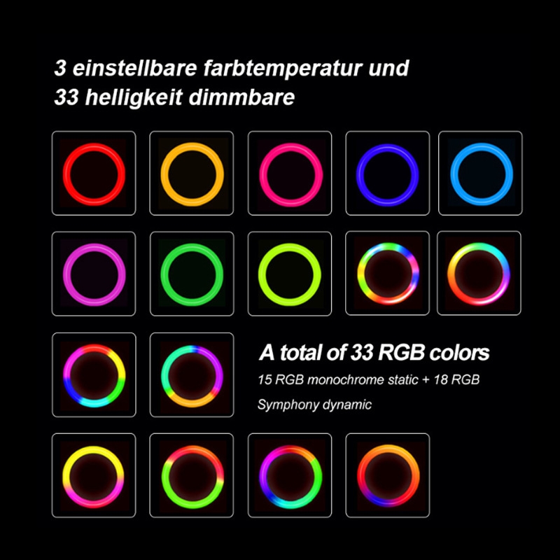 8W 6 inch RGB Ring Light Colorful Live Clips Fill Light Desktop Computer Video Conference Beauty Lamp