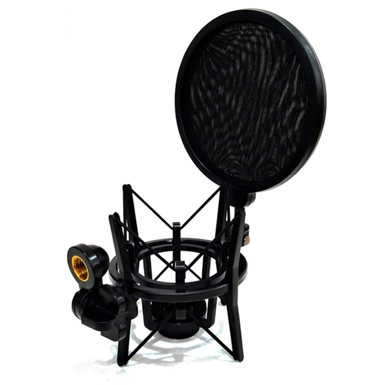 SH-101 Microphone Shockproof Bracket Condenser Microphone Blowout Cover Set(Black)