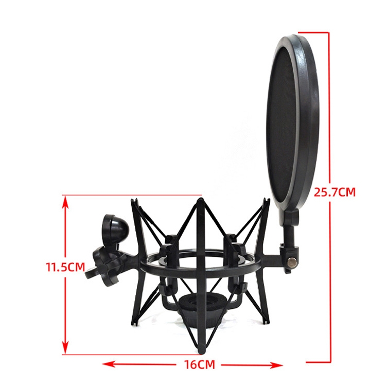 SH-101 Microphone Shockproof Bracket Condenser Microphone Blowout Cover Set(Black)