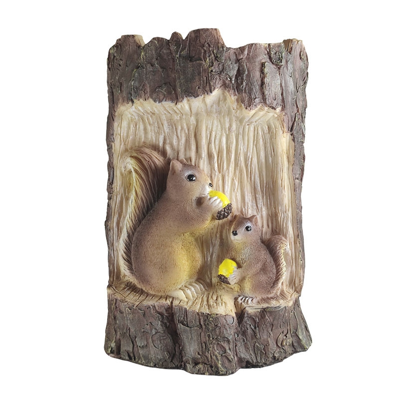 Solar Squirrel Tree Stump Christmas Decoration Light Garden Holiday Atmosphere Outdoor Landscape Light(Warm Light)