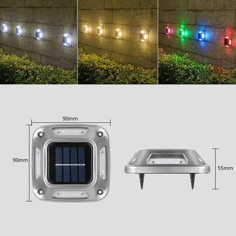 8 LED Solar Wall Lamp Outdoor Stainless Steel Buried Light(White Light)