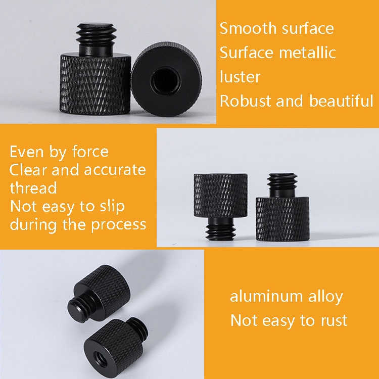 10 PCS Screw Adapter 1/4 Female to 3/8 Male Screw (Black)