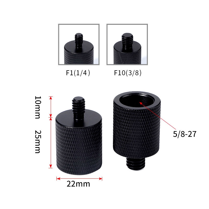 2 PCS Microphone Adapter Screw F1 5/8-27 Female to 1/4 Male Screw