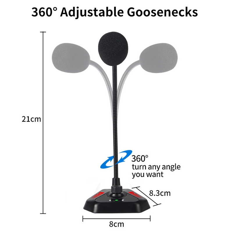 MI520 Desktop Computer Gooseneck Condenser Microphone USB Version with RGB Breathing Lamp