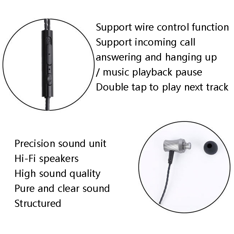 2 PCS TS1812 Type-C Plug In-Ear Digital Wired Earphone With Mic(Black)