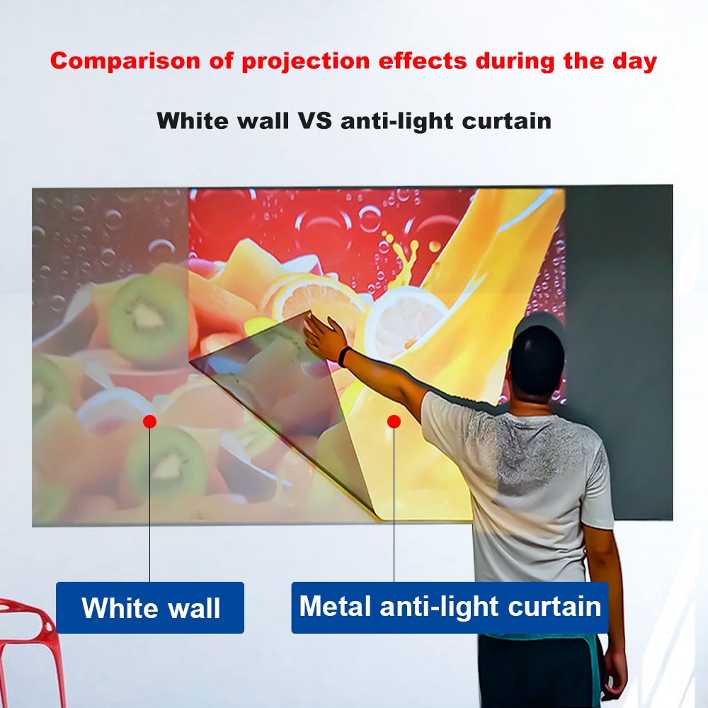 Folding Metal Anti-Light HD Projection Curtain, Size: 72 inch 16:9 159x90cm Punch Black Border