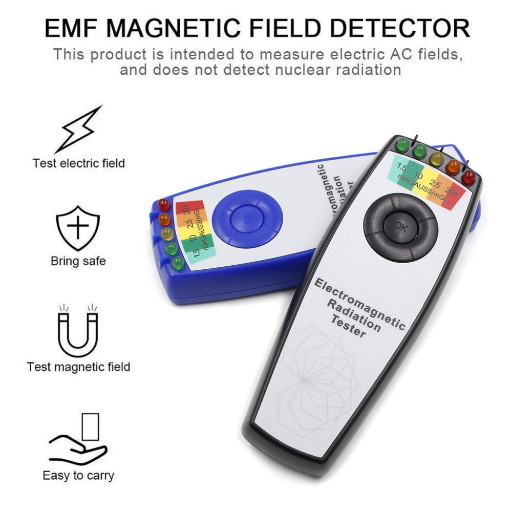 5 LED Electromagnetic Field EMF Gauss Meter Ghost Hunting Detector(Without Battery Blue)