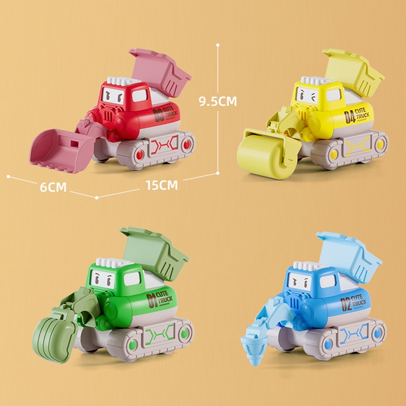 3 PCS 7799 Pressing Inertia Forward Cartoon Children Toy Car(Green)