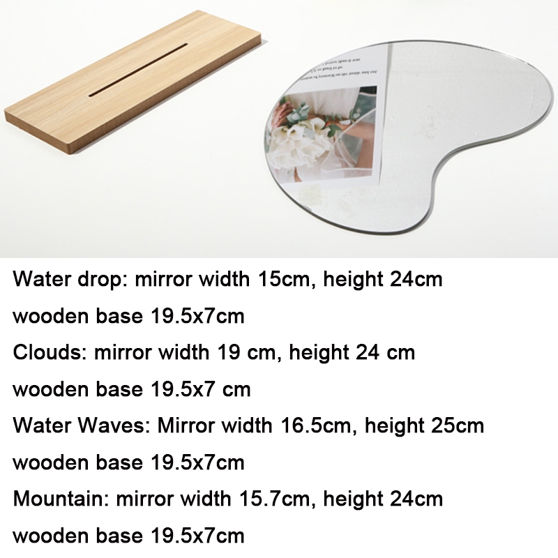 Irregular Acrylic Mirror With Wooden Base Photo Props(Water Wave)