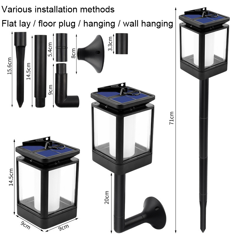 TG-JG012 Solar Retro Simulation Flame Lamp, Style: Transparent With Bracket