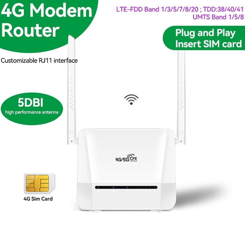 VR312 4G LTE Router 4G CPE FDD/TDD Card Mobile Router MOD Malay Version EU Plug(White)