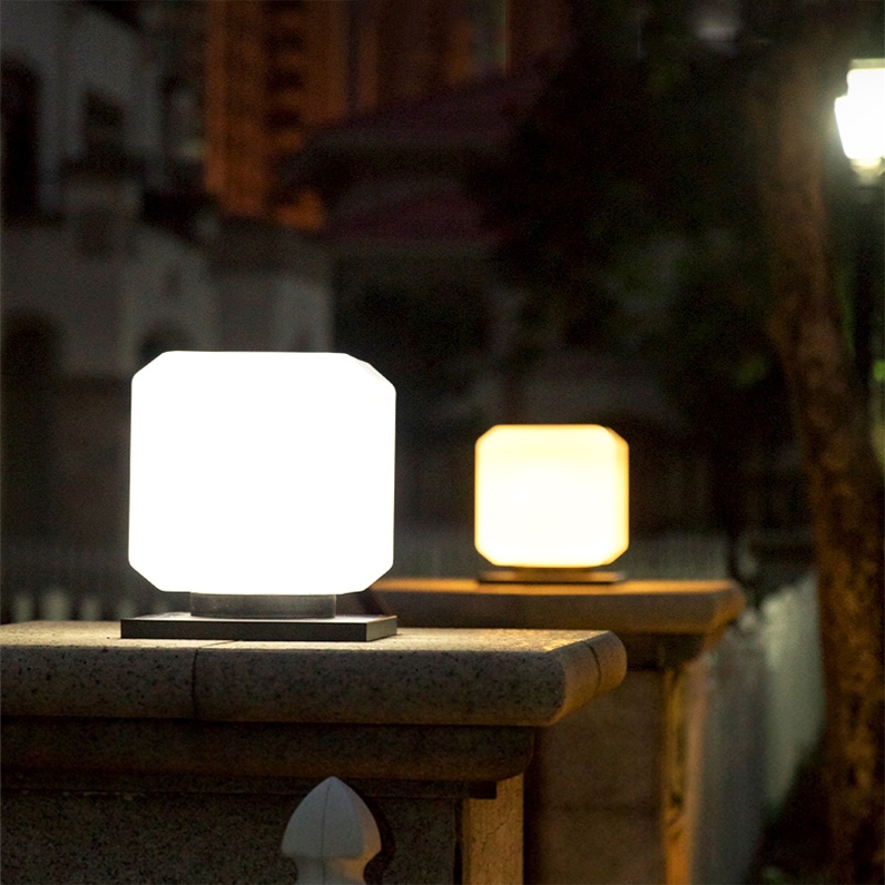 003 Solar Square Outdoor Post Light LED Waterproof Wall Lights, Size: 20cm (White Light)