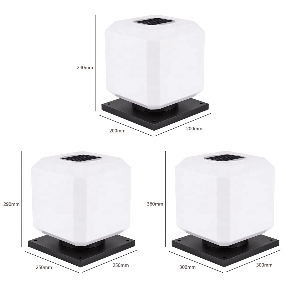 003 Solar Square Outdoor Post Light LED Waterproof Wall Lights, Size: 20cm (White Light)