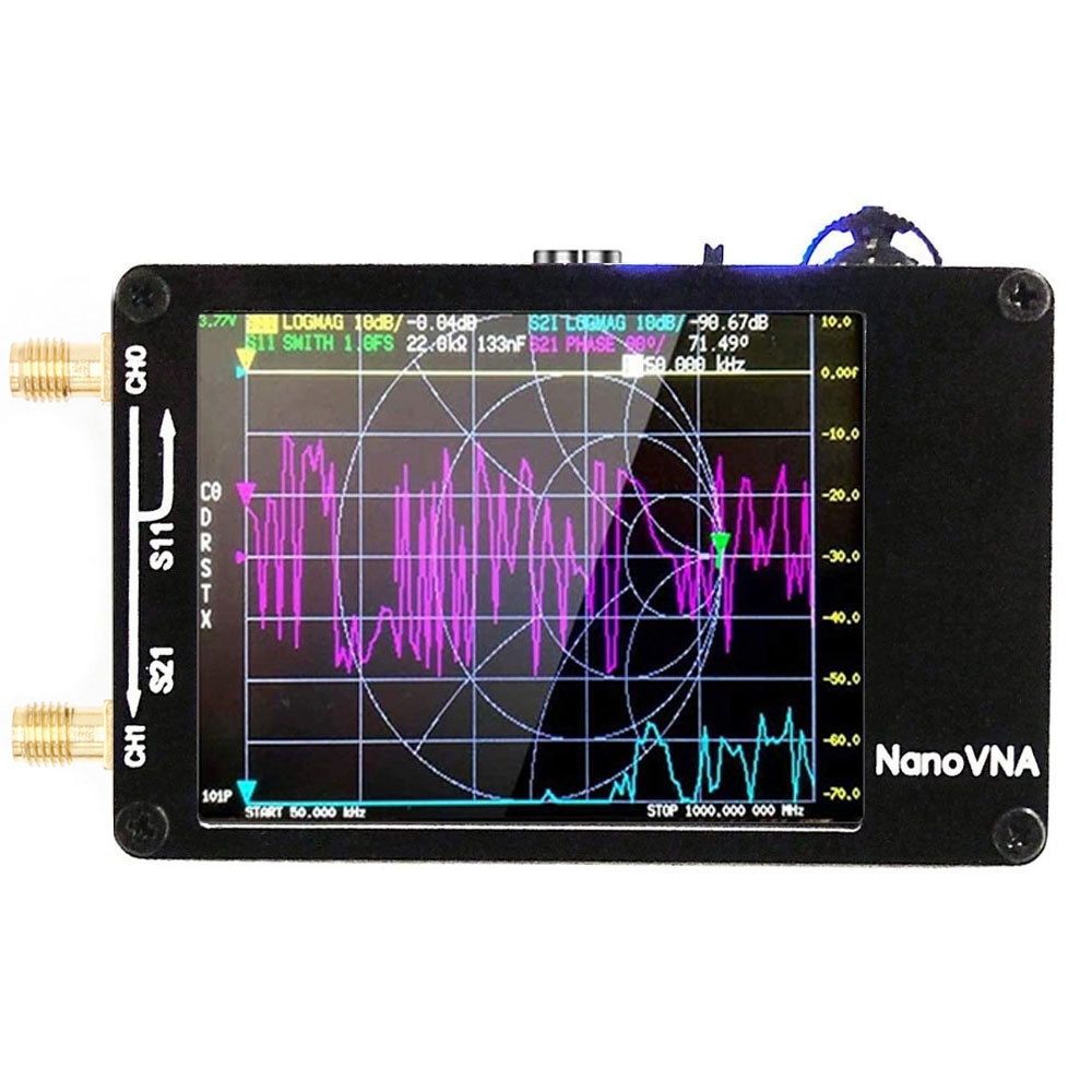 NANOVNA-H Upgraded Version 2.8 Inch TFT 50Khz-1.5Ghz Vector Network Antenna Analyzer MF HF VHF UHF With SD Card Slot Without Card(Black)