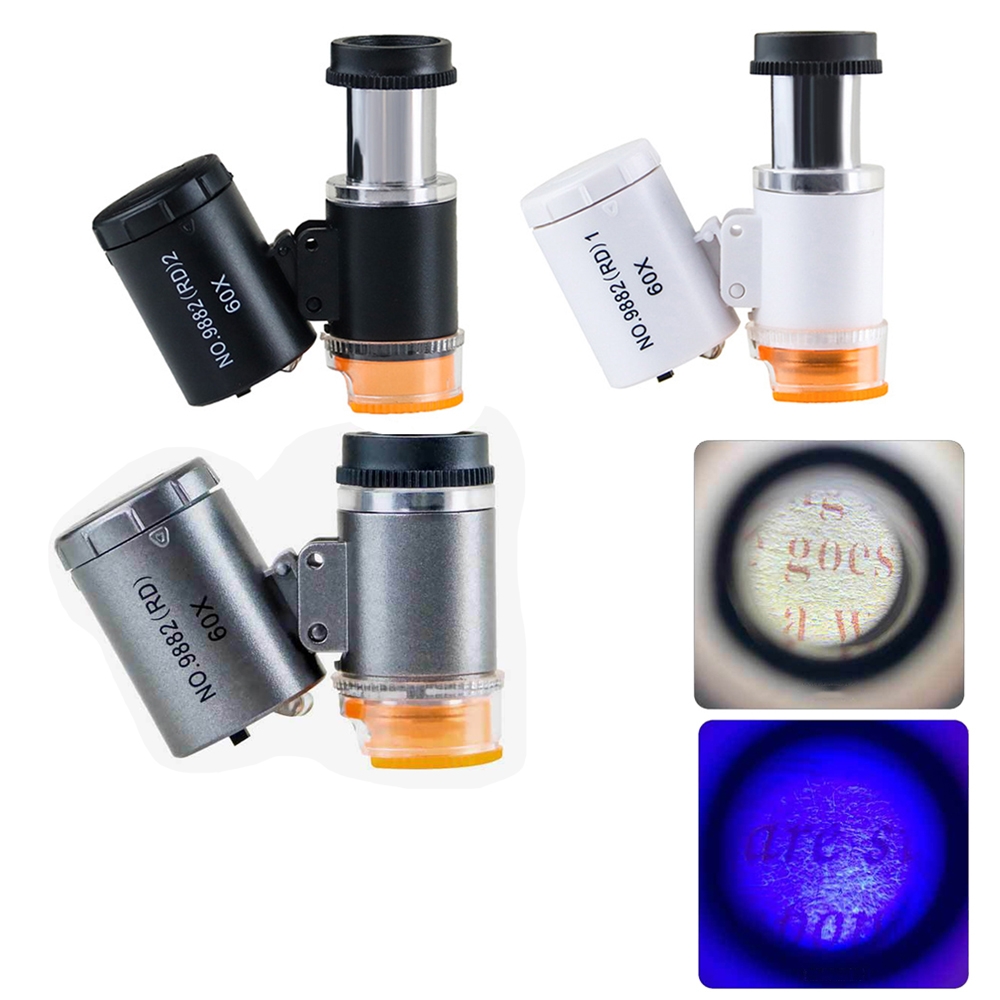 9882(RD) 60X Mini HD Banknote Detection Optical Microscope with LED Light, Color: White