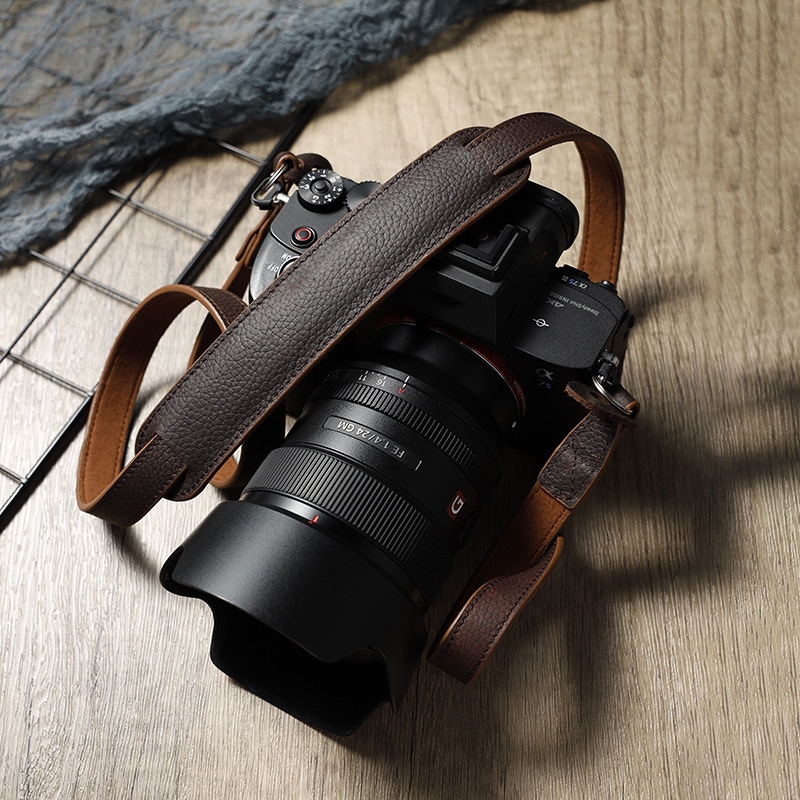 Outdoor Photography Cowhide Leather Camera Shoulder Hanging Neck Winding Strap, Spec: Split Leather (Black)