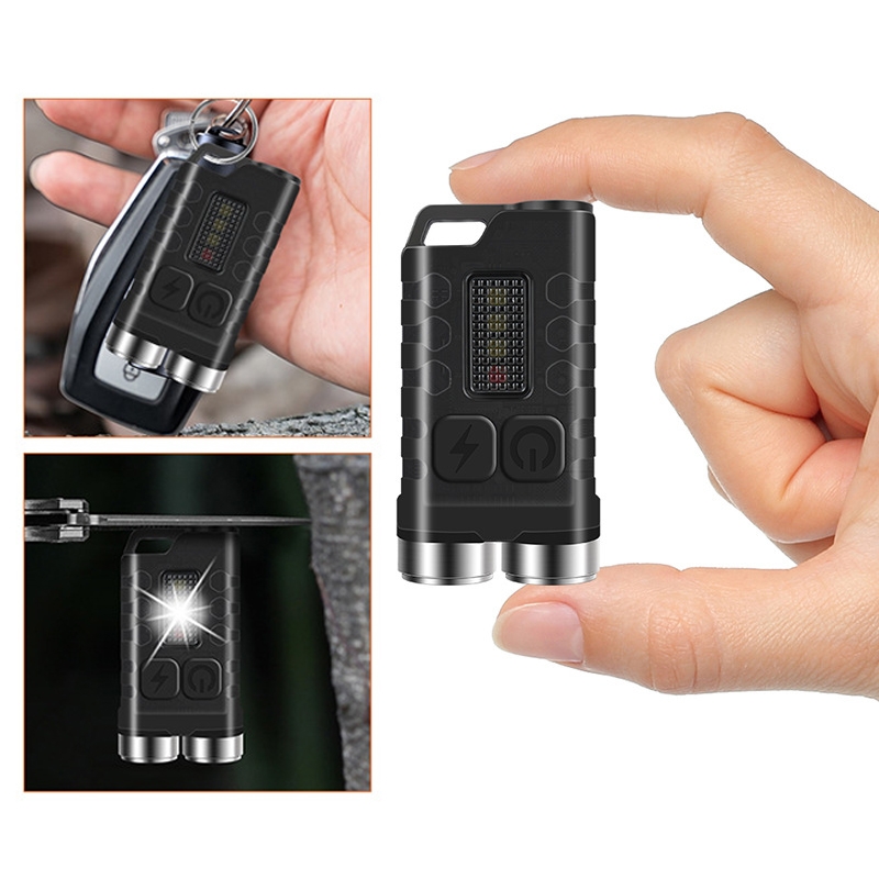 V3 Keychain Light USB Rechargeable Strong Light Mini Flashlight(Fluorescent White)