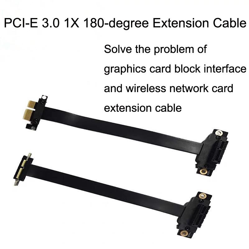 PCI-E 3.0 1X 180-degree Graphics Card Wireless Network Card Adapter Block Extension Cable, Length: 25cm