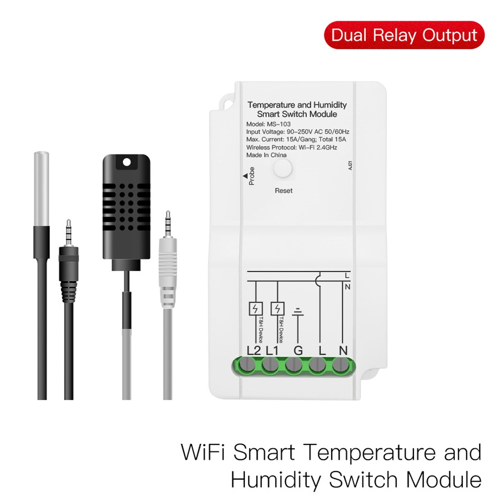 WiFi Switch Module+Temperature and Humidity Probe Tuya Dual-way Temperature and Humidity Switch Timer Smart Switch