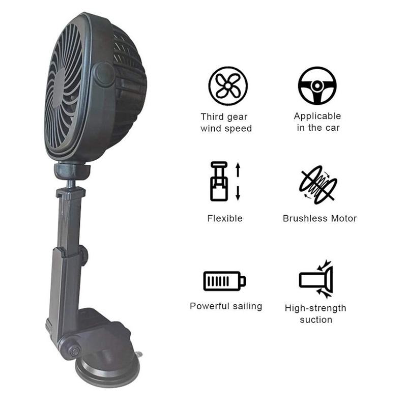 Car Suction Cup Fan Desktop Dormitory Office Kitchen Fan(Black)