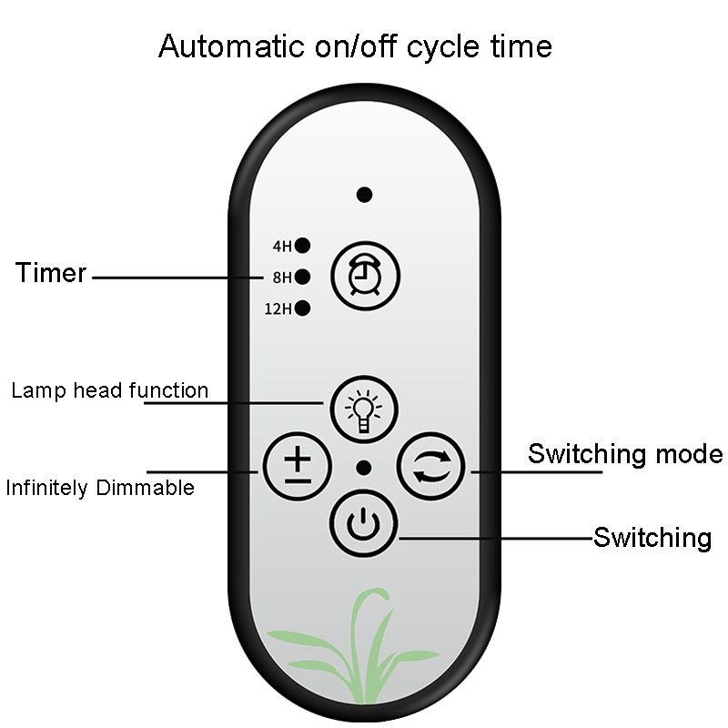 LED Plant Growth Light USB Remote Control Timing Fill Light Four Heads(Red Warm Light)