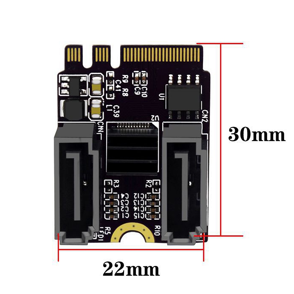 M2 to SATA3.0 Adapter Card PCI-E3.0 Card KEY A+E WiFi M.2 to SATA JMB582 Chip(Black)