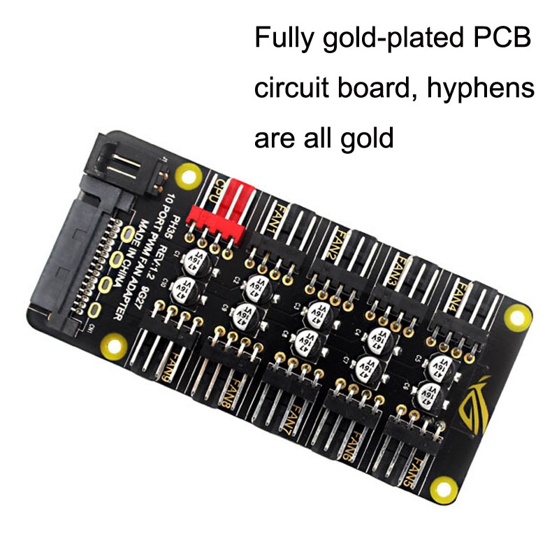 PWM Fan Hub Desktop Computer CPU Fan Expander Supports 3Pin&4Pin(Black)