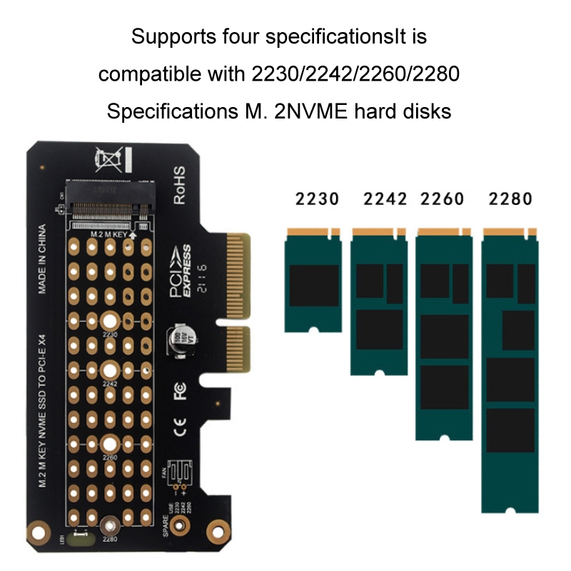 5pcs NVME Transfer Card M.2 To PCIE3.0/4.0 Full Speed X4 Expansion Card, Style: Full Height