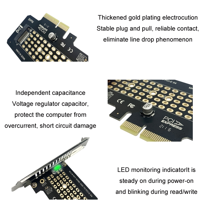 5pcs NVME Transfer Card M.2 To PCIE3.0/4.0 Full Speed X4 Expansion Card, Style: Full Height