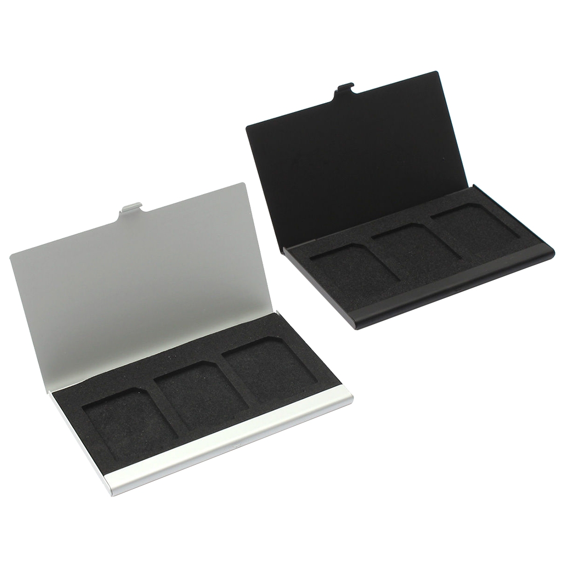 3SD Aluminum Alloy Memory Card Case Card Box Holders(Black)