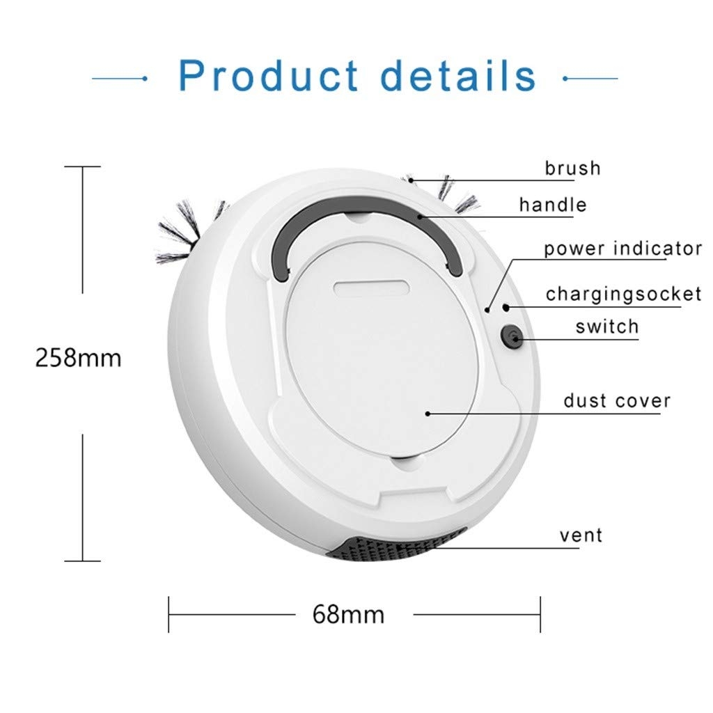 3-in-1 1800pa Smart Cleaning Robot Rechargeable Auto Robotic Vacuum Dry Wet Mopping Cleaner(White)