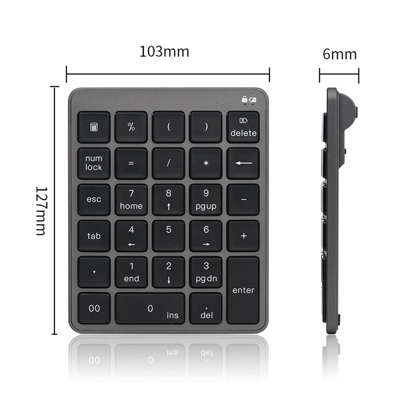 KN-980 28 Keys Portable Wireless Digital Quiet Keypad Computer External Digital Password Keypad(Gray)