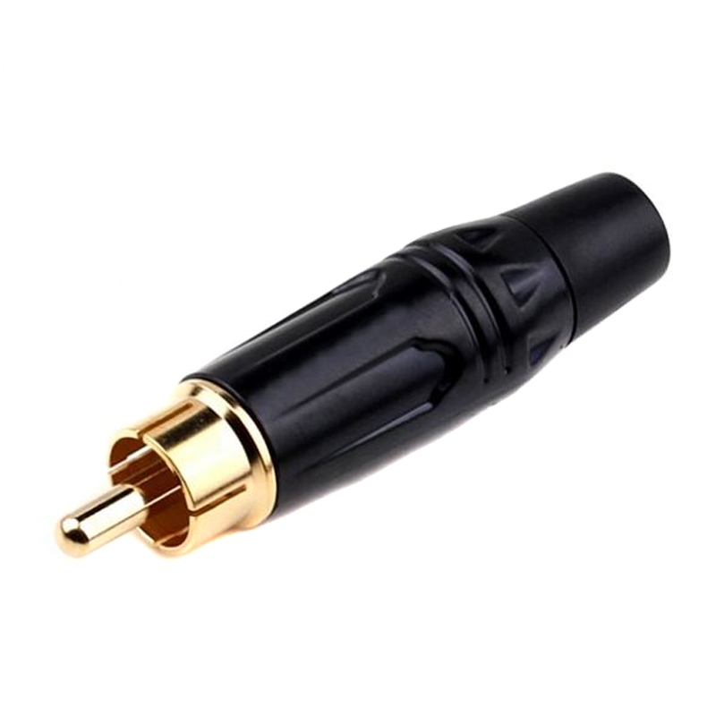 Pure Copper Soldered RCA Male Audio/Video Plug Assembled With AV Lotus Connector(Black)