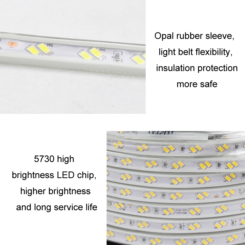 1m 5730 Double Row 120 Beads High Voltage Full Copper Core Silicone LED Light Strip, Color Temperature: 3000K Warm Light Engineering