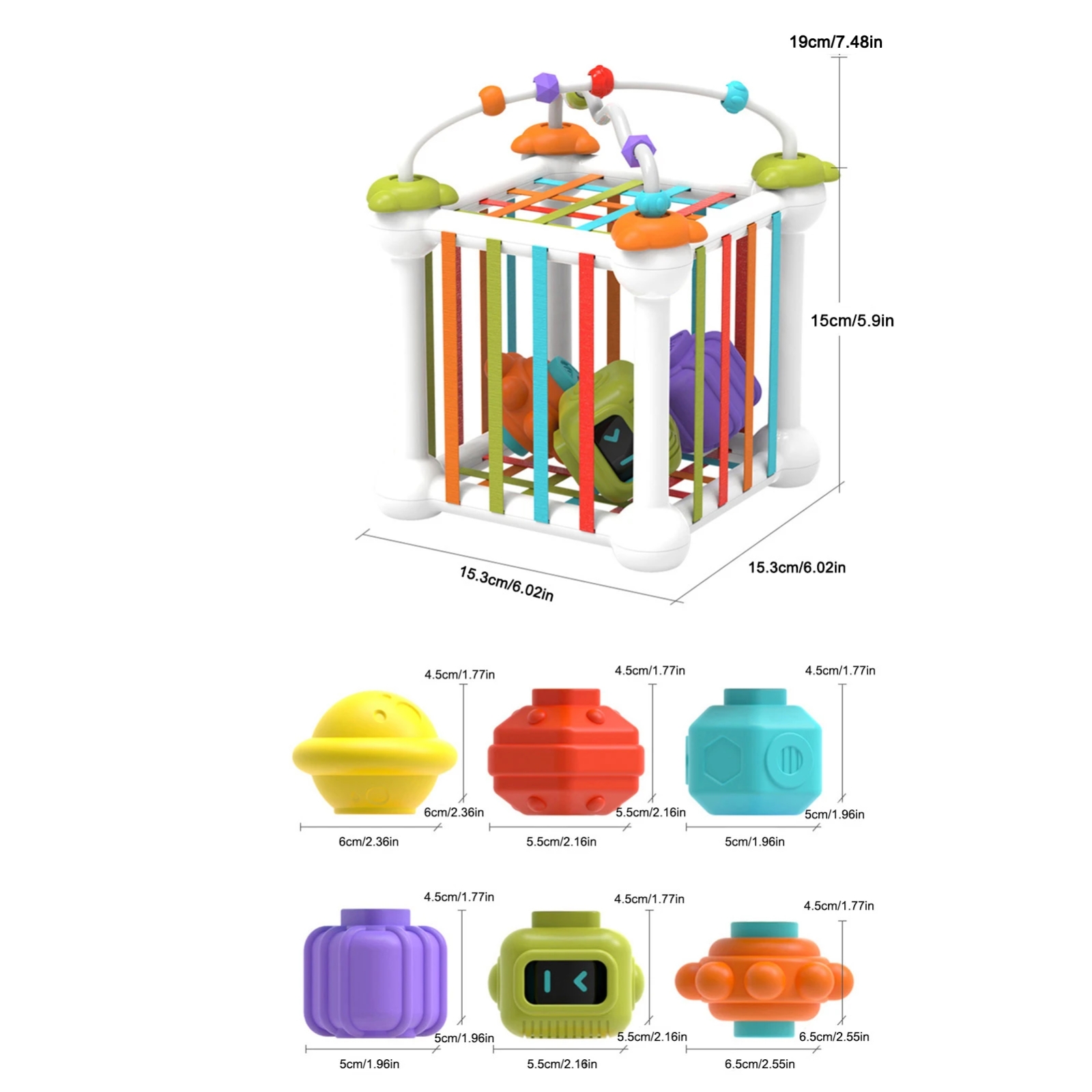 Baby Rainbow Sensory Toys Shape Sorting Toy Colorful Cube, Spec: Upgrade Version