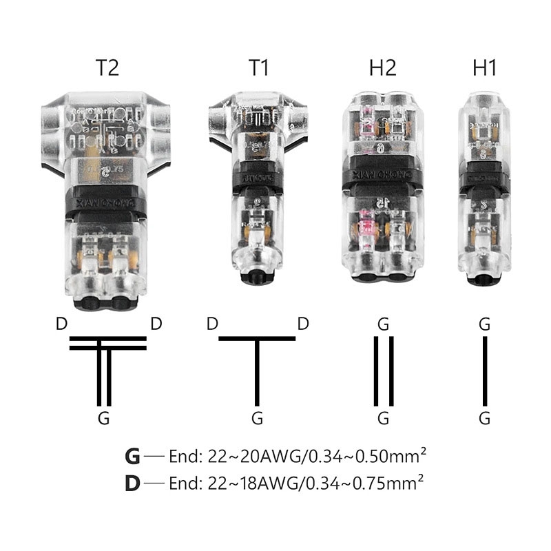 Straight Plug Quick Terminal Block No Strip Multifunctional Wire Connector, Model: T1